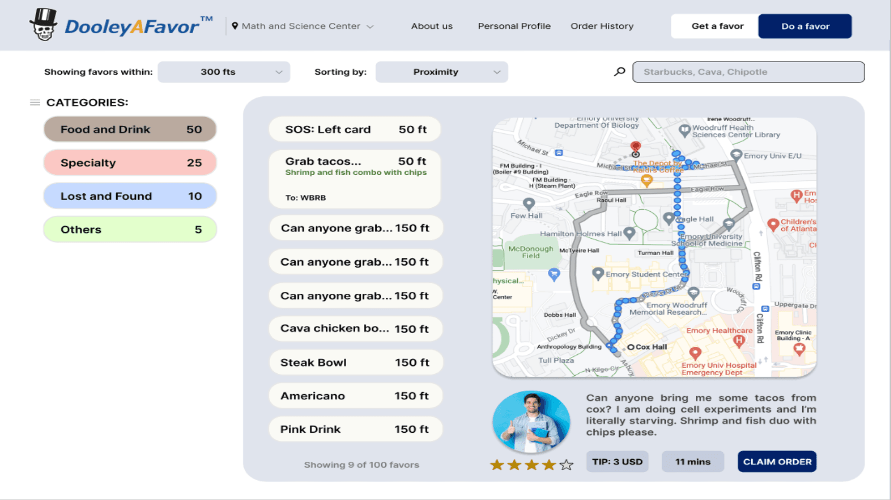DooleyAFavor platform screenshot